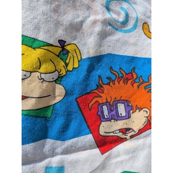 Vintage 1997 Nickelodeon Rugrats Twin Flat Bed Sheet Springs Tommy Angelica - Picture 5 of 9